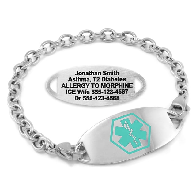 MedicEngraved Stainless Steel Custom Medical Alert Bracelet - 5mm Oval Link