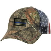 Blue Line Flag Snapback Camouflage American Flag Mesh Green Patch