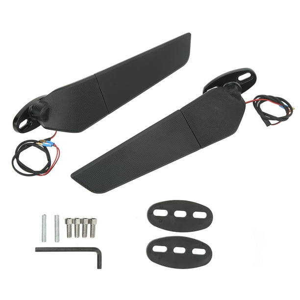 Par de espejos retrovisores de motocicleta, espejo retrovisor lateral giratorio con luz LED, giratorio de 360 grados para motocicleta Jadeshay A