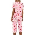 thumbnail image 3 of TIMIFIS Ensembles de Pyjama pour Femmes 2 Pcs - Pyjamas de la Saint-Valentin pour Femmes - Ensembles de Pyjamas pour Dames Manches Courtes Col Rond Haut et Pantalons Capris Ensembles de Détente, 3 of 5