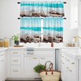 thumbnail image 3 of Summer Marine Life Kitchen Curtains Valances and Tiers Set of 3 Ocean Conch Starfish Coastal Landscape Tier Curtains and Valance with Rod Pocket for Small Windows, 27.5"x24", 3 of 9