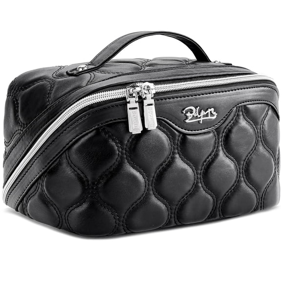Set de 3 bolsas de maquillaje BOYATU Puffy, impermeable, de viaje, color negro