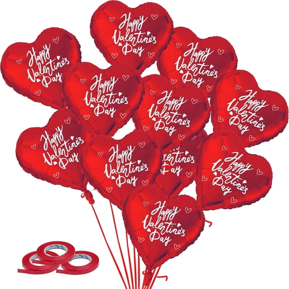 4E's Novelty 30 pcs Heart Shaped Foil Balloons, Red, Valentine's Party Pack, 18 Inches