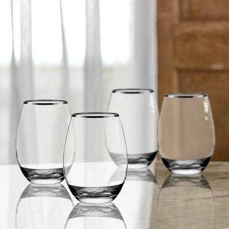 Better Homes & Gardens Silver Rim Stemless Glass Set of 4