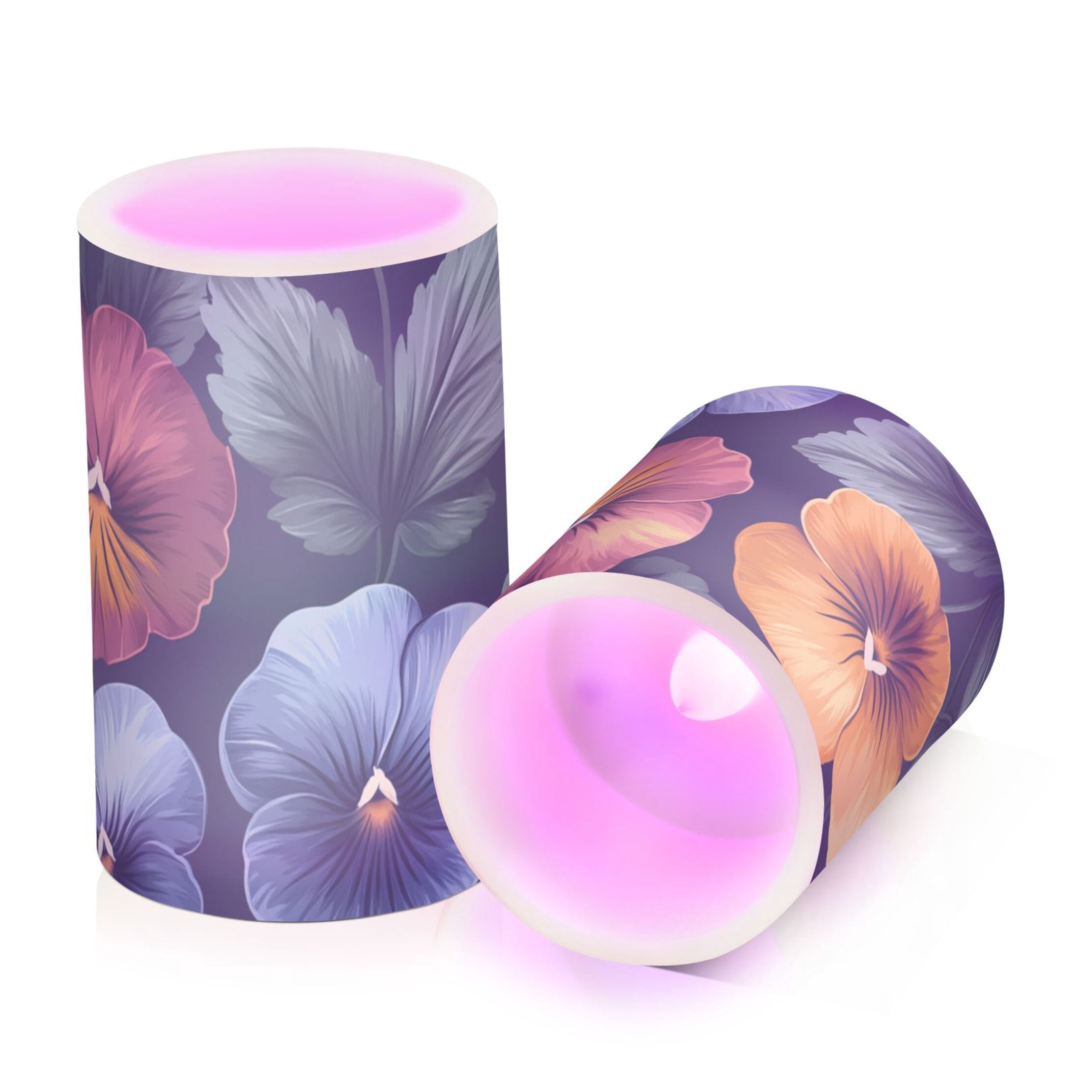 Simple Pansy Flickering Flameless Candles Battery Operated with Remote Timer LED Pillar Candles Set of 2