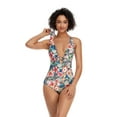 thumbnail image 4 of LIORA Women’s Floral Print Deep V Neck One Piece Swimsuit with Front and Back Ring, 4 of 8