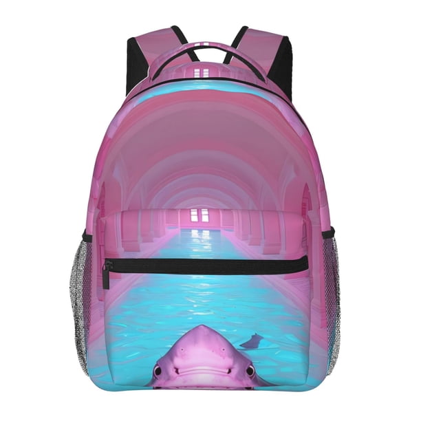 Fotbe Pink Shark Pool Fantasy Mochila Casual con Estampado para Escuela, Viajes y Actividades al Aire Libre - Duradera, Ligera y Cómoda
