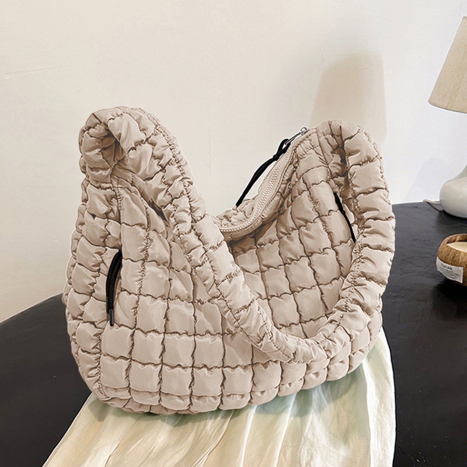 HaoXianJian Bags for Women Padded Tote Quilted Puffer Tote Bag Winter Down Cotton Soft Large Shoulder Bag