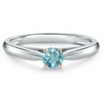 thumbnail image 3 of Gem Stone King 10K Two Tone Gold Blue Zircon Engagement Ring for Women | 0.50 Cttw | Round 4MM | Gemstone Birthstone | Size 6, 3 of 6