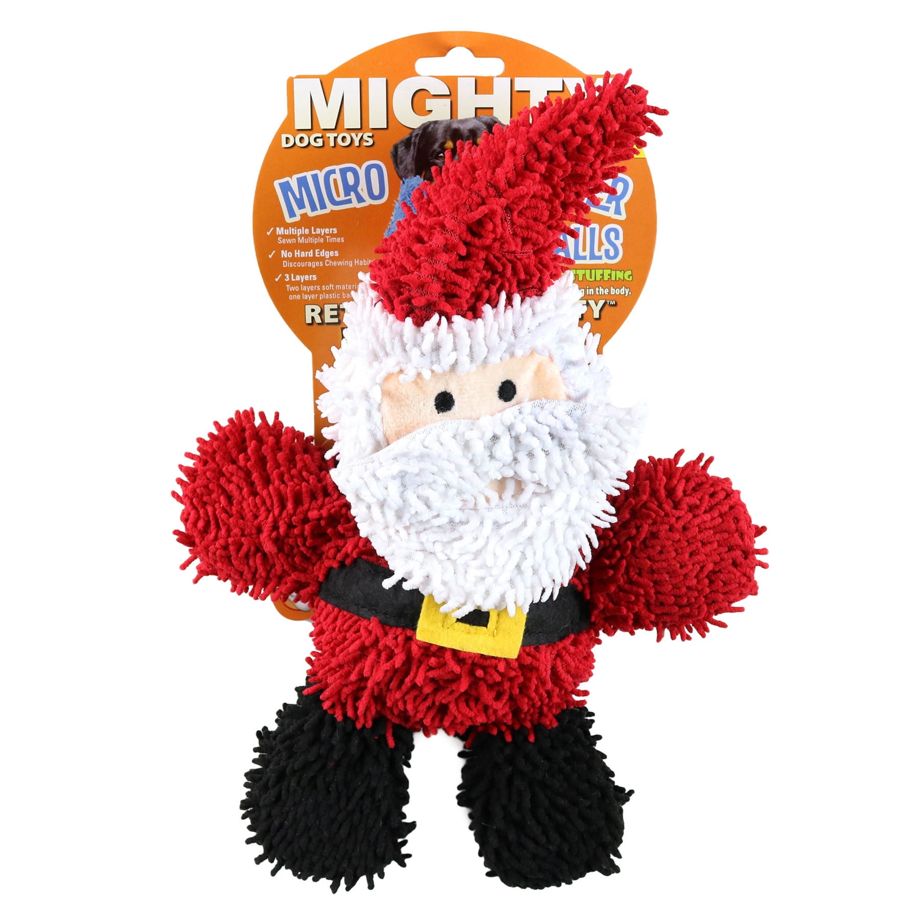 Mighty Microfiber Ball Santa, Christmas Durable Squeaky Dog Toy
