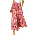 thumbnail image 6 of eileial Women Wide Leg Pants High Waisted Floral Boho Palazzo Culottes Casual Flowy Tie Knot Trousers with Pockets,Hot Pink XXL, 6 of 6