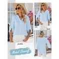 thumbnail image 4 of ZXSXSY Women's Chic Button V-Neck Half Sleeves Solid Color Blouse, 4 of 6