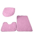 thumbnail image 3 of Home 3 Piece Bath Rug Set, Bath Mat, Contour Rug, Toilet Seat Lid Cover, Soft Pile, Water Absorbent Solid Color (Pink), 3 of 6