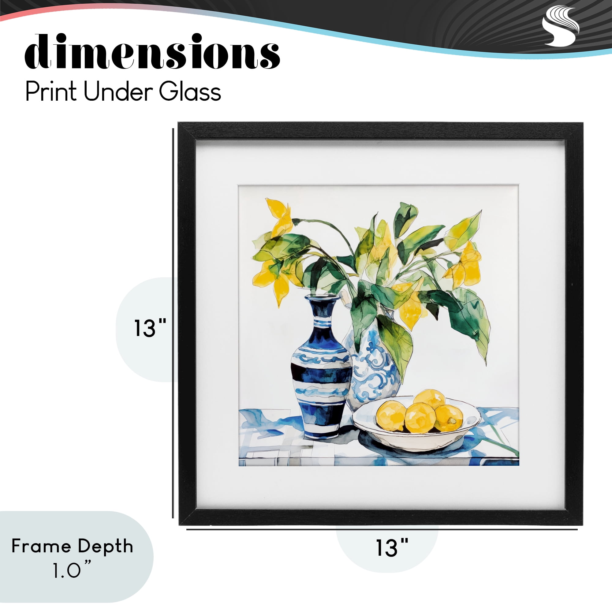 Stupell Industries Lemons & Leaves Table Setting Black Framed Print Under Glass, design by Ray Powers