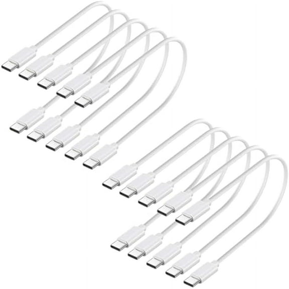 Totowood 10-Pack USB C Charger Cable, Multipack 60W Fast Charge USB-C to Type C Charging Cords, 1ft Bulk Short Wires, White