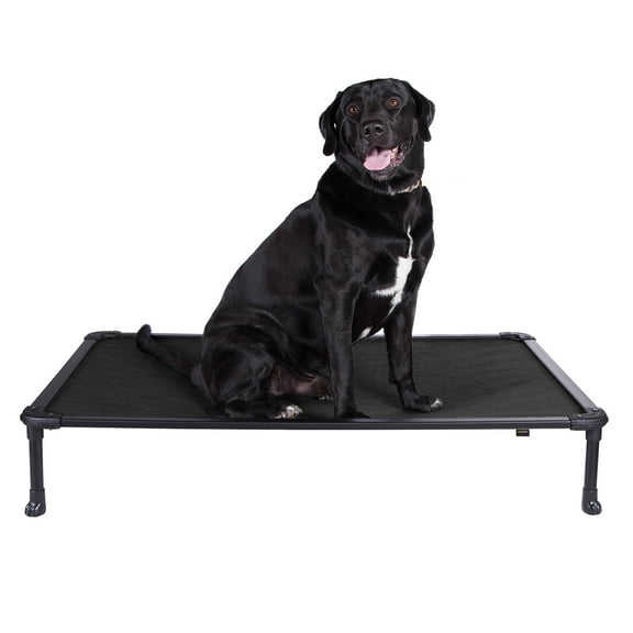 Veehoo Chew Proof Dog Bed, Cooling Raised Pet Cot, Rustless Aluminum Frame, Black, Large