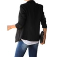 thumbnail image 4 of Fangasis Ladies Business Jackets Lapel Neck Cardigan Jacket Long Sleeve Blazers Women Fashion Outwear Elegant Work Coat Black XXL, 4 of 5