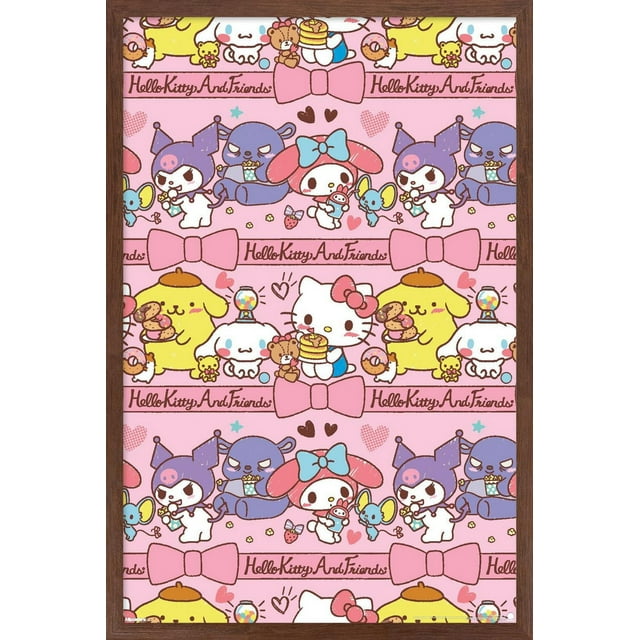 Hello Kitty and Friends: 25 Snack Time - Collage Wall Poster, 14.725" x 22.375" Framed