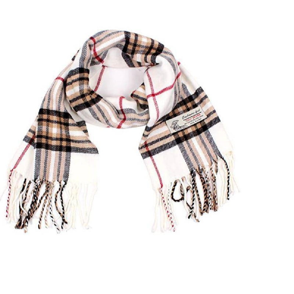 Black Gray White Checked Cashmere Feel Scarf*100%Acrylic For Unisex 
