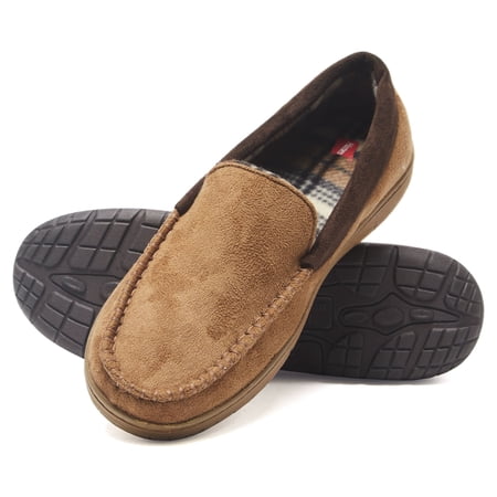 Hanes Mens Moccasin Slipper With Memory Foam Indoor/Outdoor Sole