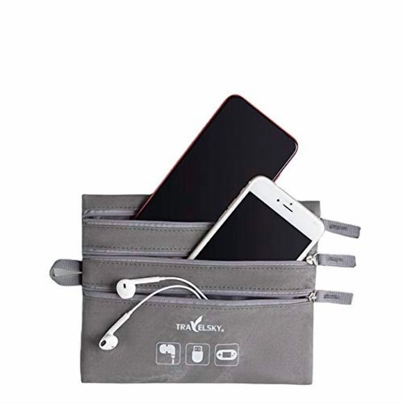 MP-E-Bag Electronic Organizer Travel Universal Cable Organizer Electronics Accessories Cases for Cable, Charger, Phone, USB, SD Card in Grey Color