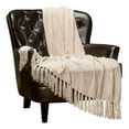 thumbnail image 4 of Chanasya Chenille Velvety Texture Decorative Throw Blanket with Tassels Super Soft Cozy Elegant with Subtle Shimmer for Sofa Chair Couch Bed Living Bed Room Ivory Throw Blanket (50x65 Inches) Cream, 4 of 7