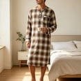 thumbnail image 2 of Bovxnpu Mens Pajama Shirts Plaid Long Sleeve Full Length Pajama Top Loungewear, 2 of 8