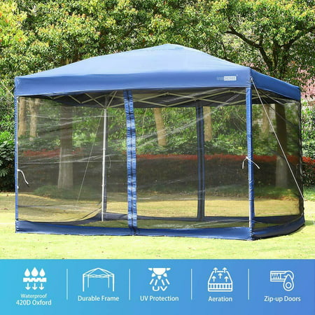 Pop up Canopy with Netting Screen House Instant Gazebo Party Tent 10 x 10 ft - (Best Screen House For Camping)
