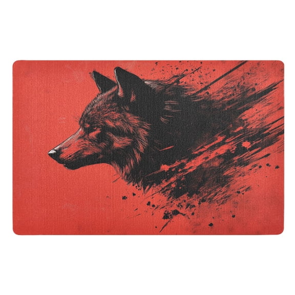 BZSMCE Floor Mats 32x20in Red Wolf Head Creativity Doormats