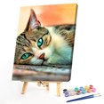thumbnail image 2 of Kit de pintura por números DIY colorido de 40x50cm, decoración de animales de gato de ojos verdes, arte de regalo FLhrweasw Nuevo, 2 of 9