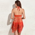 thumbnail image 4 of SWSMCLT Women's Swim Dress Sheer Swimsuit Swimdress Halter Skirt Skirted Bathing Suit Two Piece Tankini Swim Suit Halter Skirt Swim Suit Orange 8-10, 4 of 4
