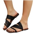thumbnail image 4 of Xdegoge Flatform Sandals for Women Open Toe Twisted Cross Straps Slide Sandals Square Toe Flat Dressy Slippers Two Band Ruched Footwear, 4 of 9