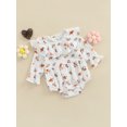thumbnail image 3 of Qmyliery Baby Girls Rompers, Long Sleeve Floral Patterns One-Piece, Infant/Toddler Snap Triangle Bottom Jumpsuit, 3 of 9