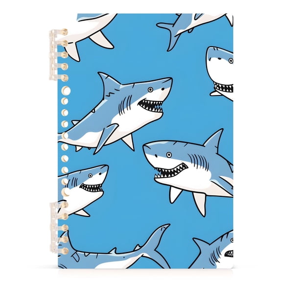 Cute Cartoon Sharks Spiral Journal Notebook College Ruled Notebook 8.3" x 5.7" A5 Lined Thick Paper Page