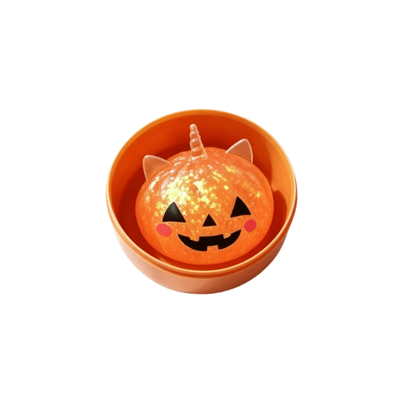 Glitter Pumpkin Squishy Toy with Slow Rising Feature, 1.85-Inch, Orange, for Relaxation and Fidgeting, Halloween Squeeze Toy