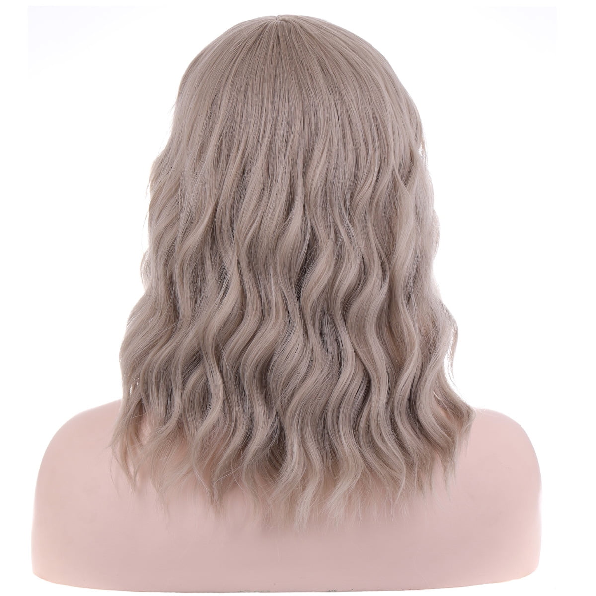 RightOn 14" Ash Blonde Wig Short Curly Wig Blonde Bob Wig Charming Women Beach Wave Wigs Ash Blonde Wig for Cosplay Party with Wig Cap