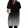 thumbnail image 2 of Duoif Women's Casual V Neck Short Sleeve Dress Loose Fit T Shirt Dress with Pockets Black L, 2 of 8