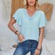 thumbnail image 5 of Fiudx Tops para Mujer Camiseta Holgada Informal con Cuello En V y Manga de Retales de Color Sólido para Mujer, 5 of 6