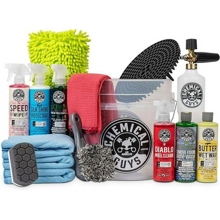Chemical Guys HOL169 16-Piece Arsenal Builder Car Wash Kit with Foam Cannon, Bucket and (6) 16 Oz Car Care Cleaning Chemicals, Gift for Car & Truck Lovers, Dads and DIYers (Works W/Pressure Washers)