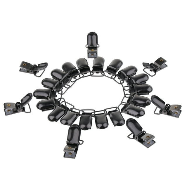 Pack of 25, Garter Suspender Clips for Stocking, Pacifier Clips / Bib Clips / Black