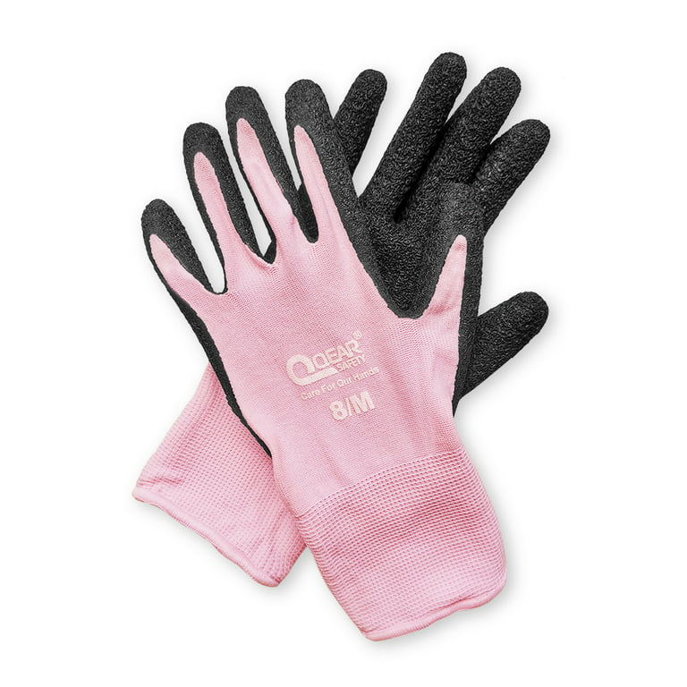 KAYGO KGE19L Eco Friendly Work Gloves with Latex Coated on Palm and Fingers 3 Pairs / Pink / Small