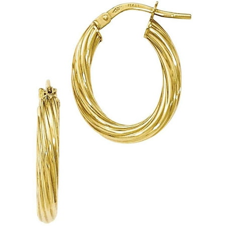 10kt Gold Polished Twisted Oval Hoop Earrings