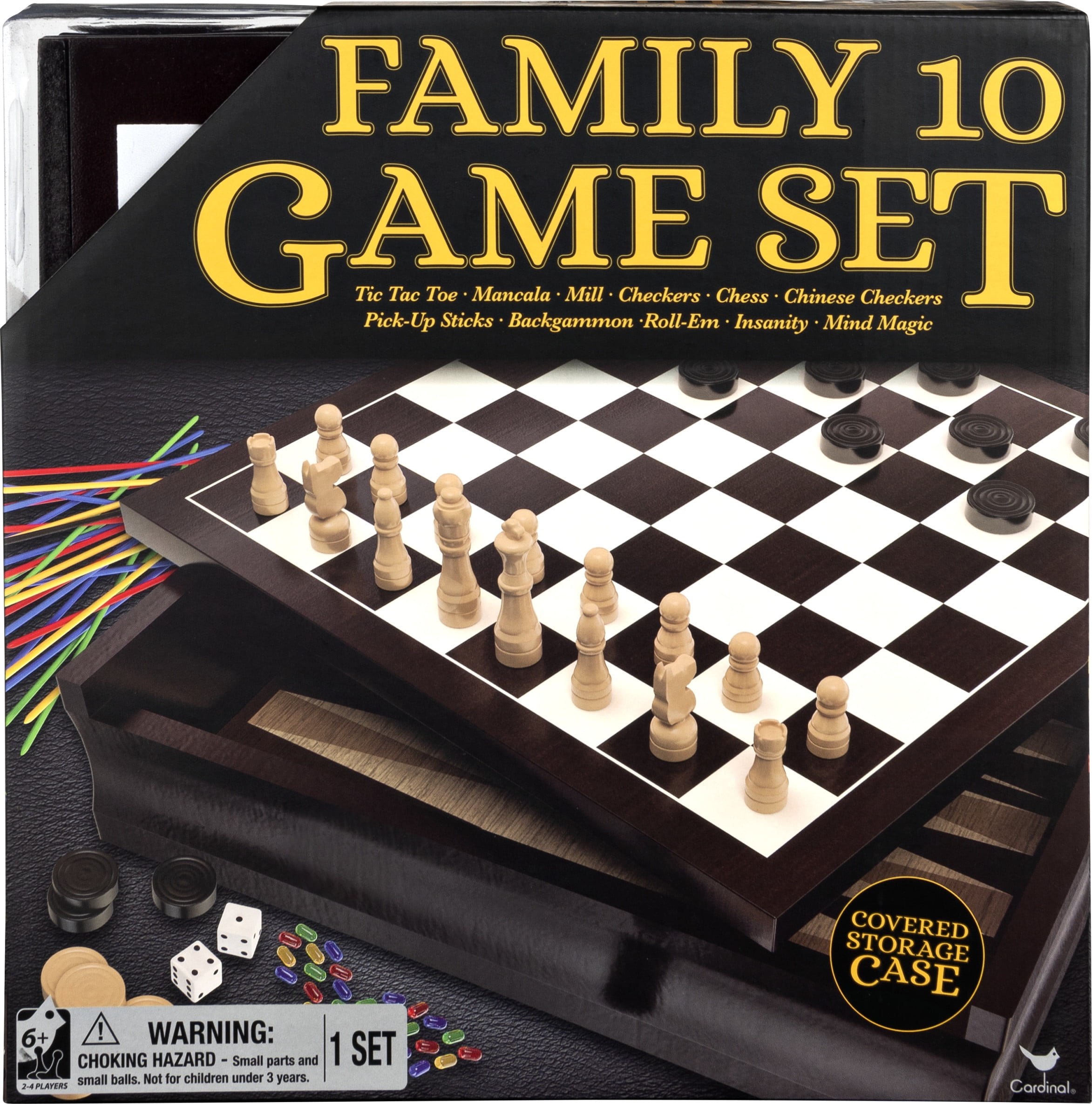 Family 10 Game Set with Chess, Checkers, Mancala, and More