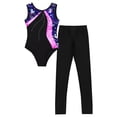 thumbnail image 3 of Yruioon Kids Girls 2Pcs Gymnastics Outfits Sleeveless Leotards with Leggings Gym Bodysuit Athletic Rose 14, 3 of 7