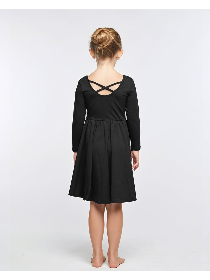 Stelle Long Sleeve Casual Sundress A-Line Twirly High Waisted Knee Length Flare Swing Cross Back Skater Dress for Girls,Black,8 Years Stelle Long Sleeve Casual Sundress A-Line Twirly High Waisted Knee Length Flare Swing Cross Back Skater Dress for Girls,Black,8 Years