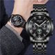thumbnail image 2 of Relojes para hombre, reloj de cuarzo de negocios con calendario doble resistente al agua y correa de acero macizo, 2 of 4