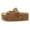 Brown, variant on YDN Women Double Buckle Strap Mid Heeled Mules Rivets Platform Slip On Open Toe Slippers Shopping Prom Dressy Shoes Size 7 Black