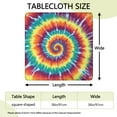 thumbnail image 2 of Colorful Rainbow Tie Dye Spiral Pattern Square Fitted Tablecloth with Elastic Edge,Square Table Cover,Washable Elastic Table Cover for Home Kitchen Party Decor 36"x36", 2 of 6