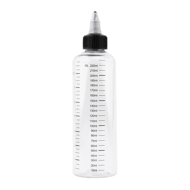 Botellas graduadas con tapas de plástico transparente, dispensadoras para salsa, aceite, pintura, pegamento, a prueba de fugas, reutilizables, para condimentos, cocina, manualidades y laboratorio.