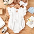 thumbnail image 4 of Glisme Girls Onesies 9-12 Months Sleeveless Solid Color Romper Round Neck Jumpsuit Simple Clothes White, 4 of 7